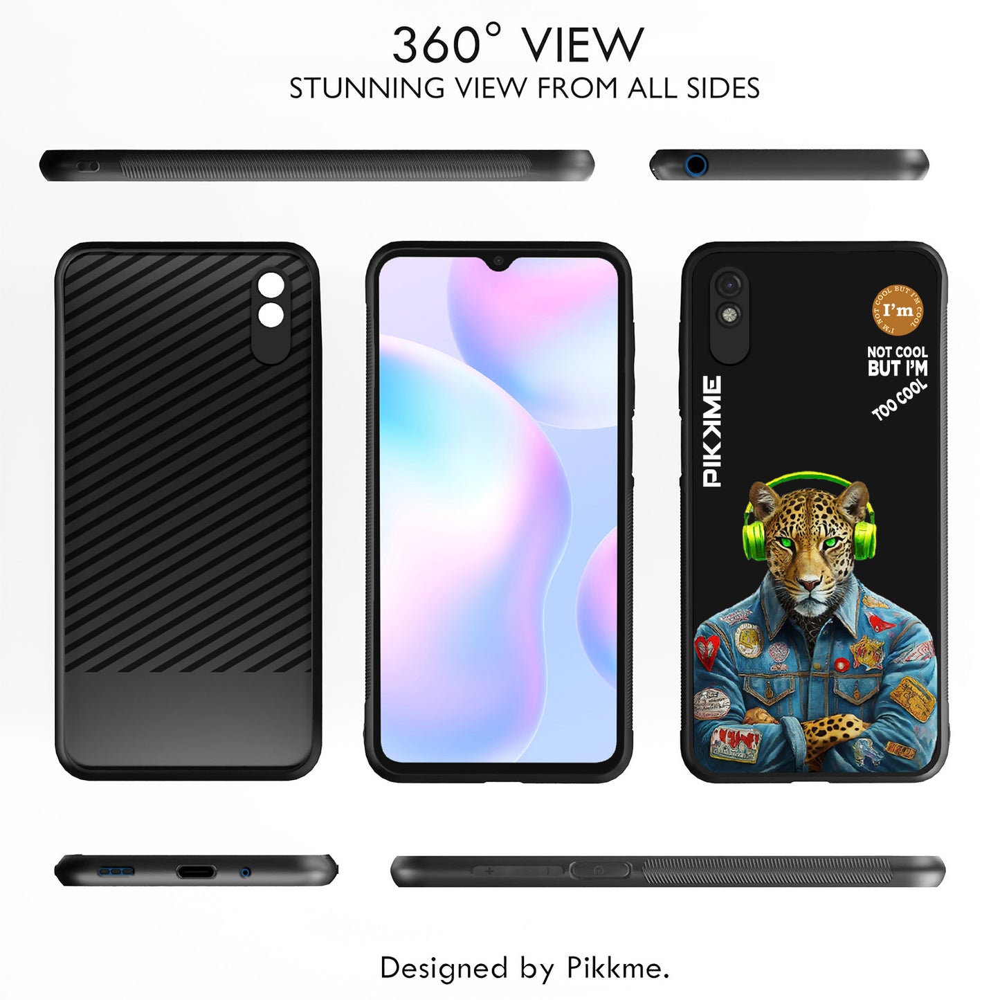 Pikkme Back Cover Pc Tpu + Printed Cool Funky Stylish Black Leopard Swag Raised Edges Camera Protection |Bumper Case For Redmi 9A (Design 03)