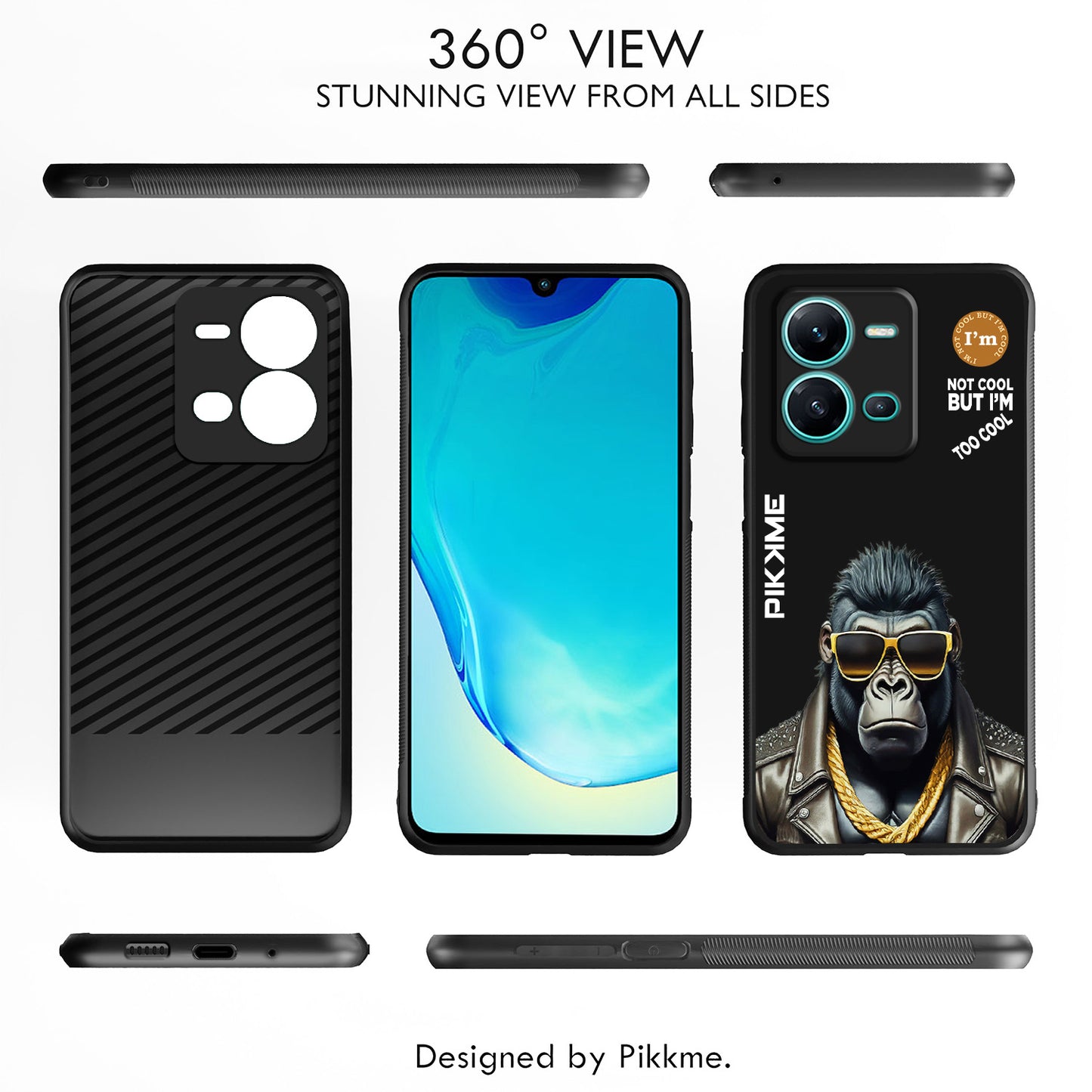 Pikkme Back Cover Pc Tpu + Printed Cool Funky Stylish Black Gorilla Swag Raised Edges Camera Protection |Bumper Case For Vivo V25 5G (Design 07)