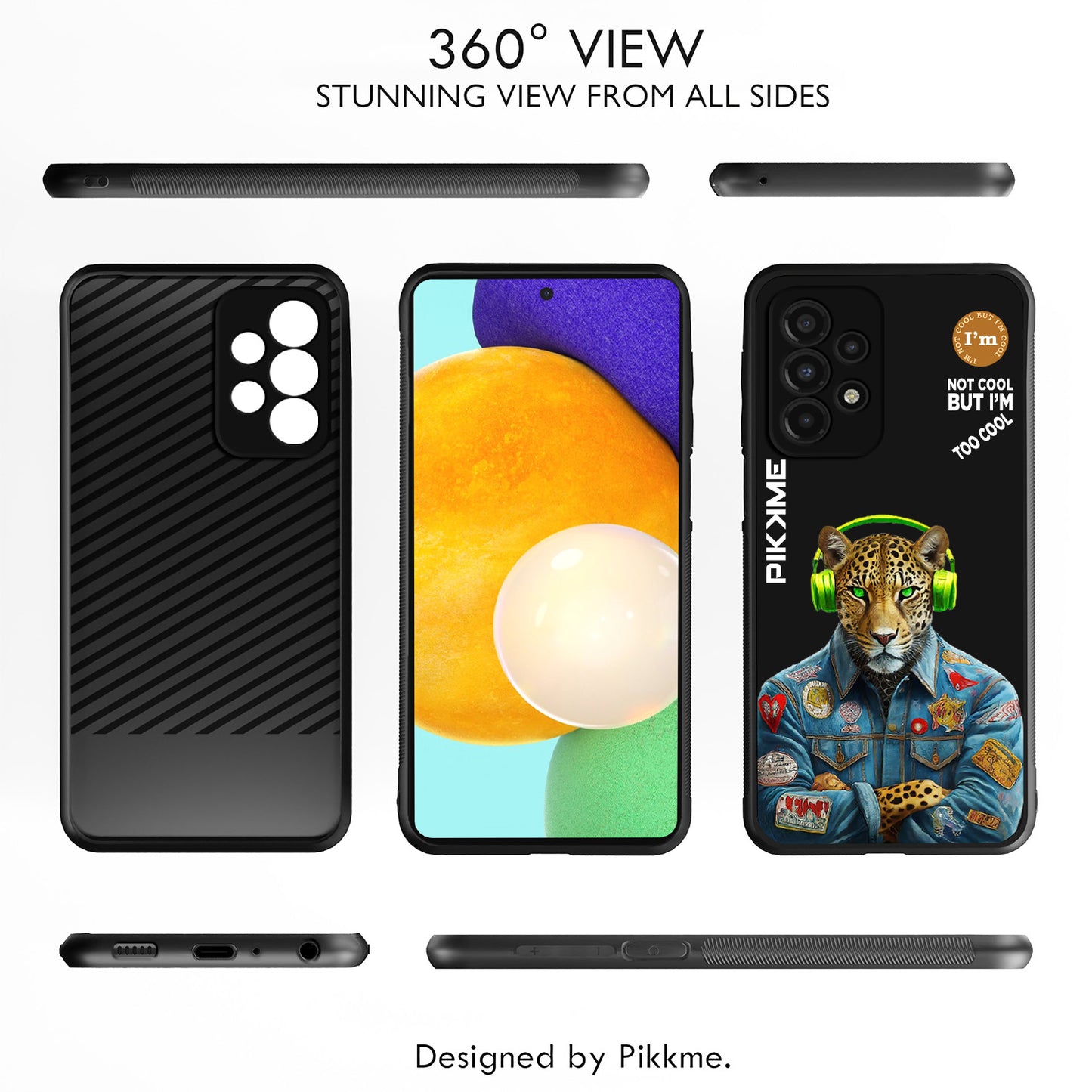 Pikkme Back Cover Pc Tpu + Printed Cool Funky Stylish Black Leopard Swag Raised Edges Camera Protection |Bumper Case For Samsung Galaxy A52S 5G (Design 03)