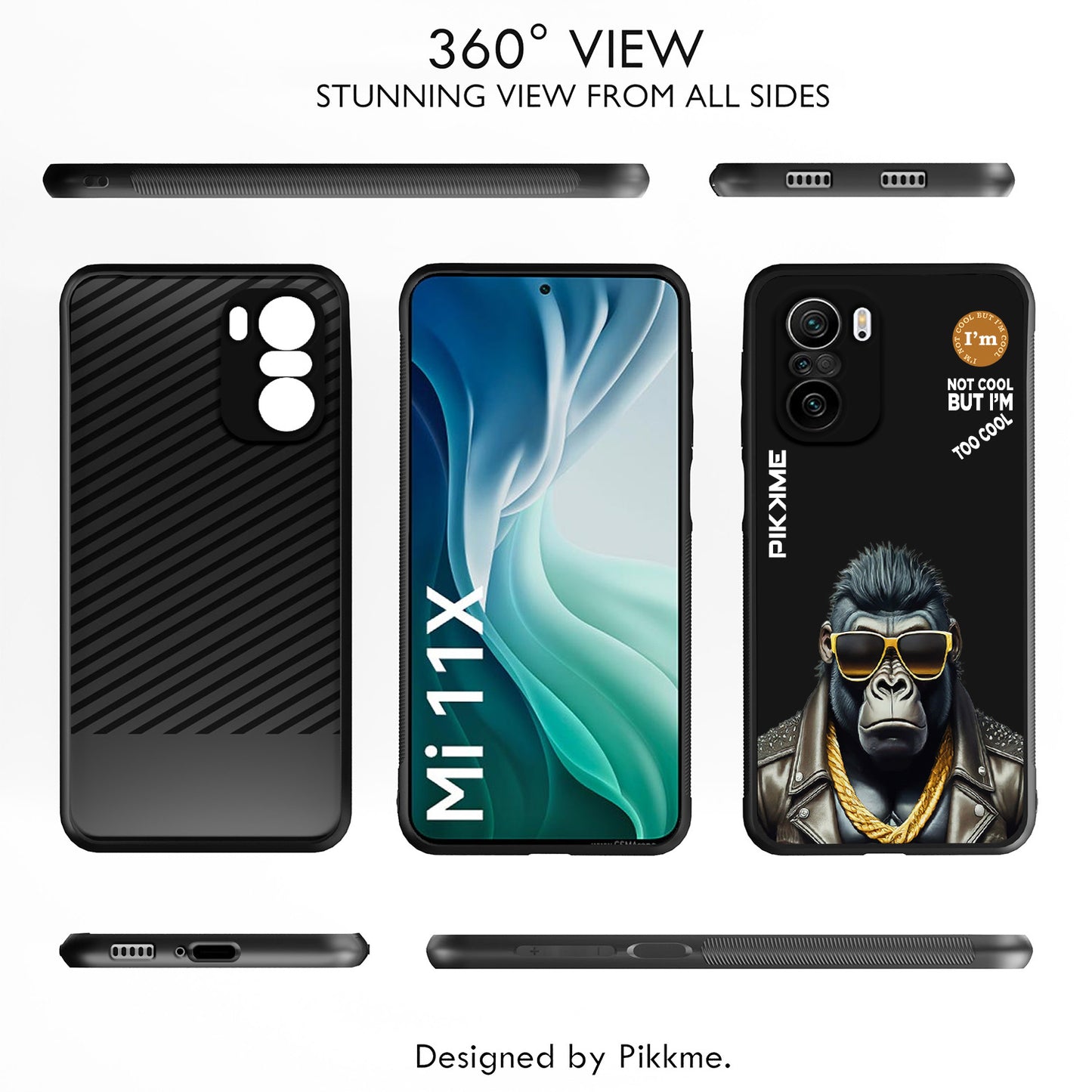 Pikkme Back Cover Pc Tpu + Printed Cool Funky Stylish Black Gorilla Swag Raised Edges Camera Protection |Bumper Case For Xiaomi 11X (Design 07)