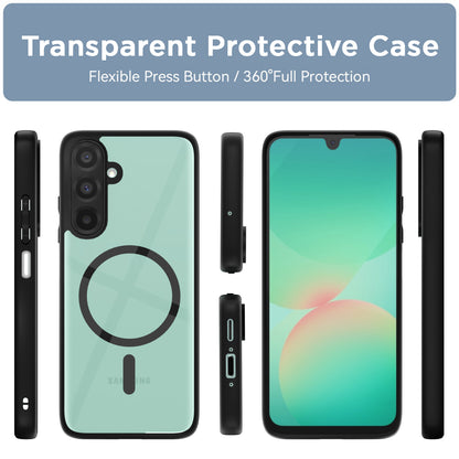 Pikkme Samsung Galaxy A26 5G Eagle 2 Mag-Safe Shockproof Hard Transparent Back Cover (Black)