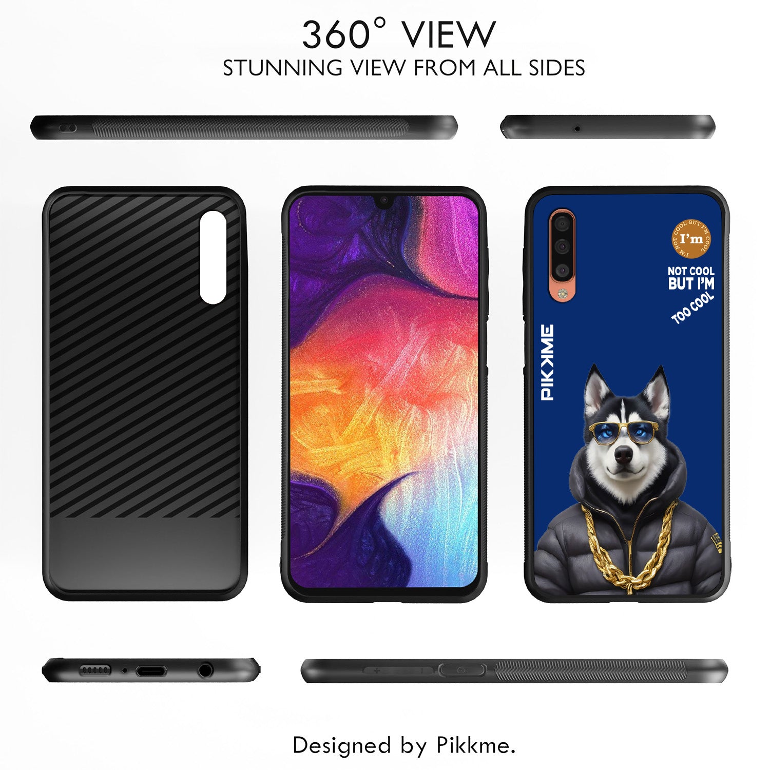 Pikkme Stylish Blue Dog Swag Samsung Galaxy A50 Back Cover (Design 08)