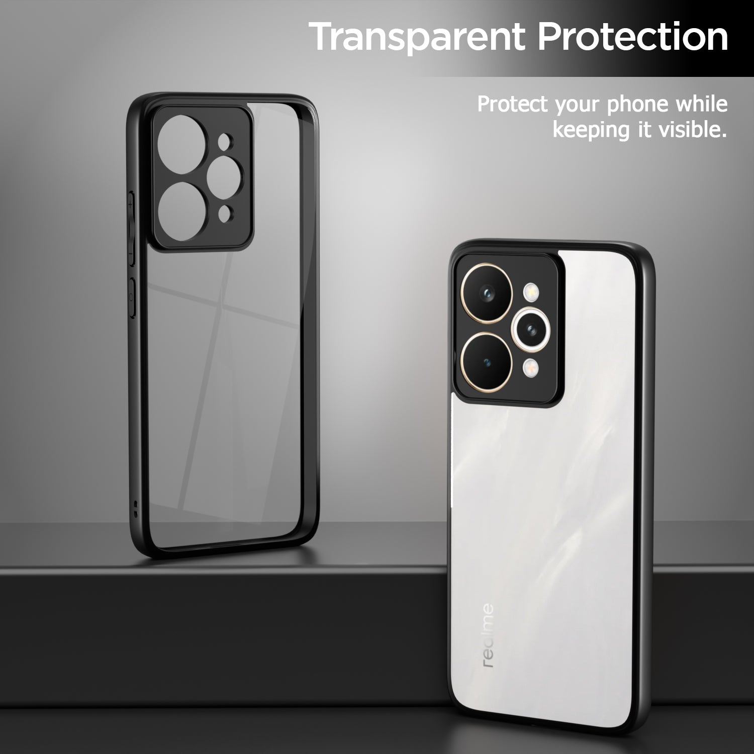 Pikkme Realme 15 pro 5G Eagle 2 Shockproof Crystal Clear Sleek Hybrid Armor Back cover (Black)