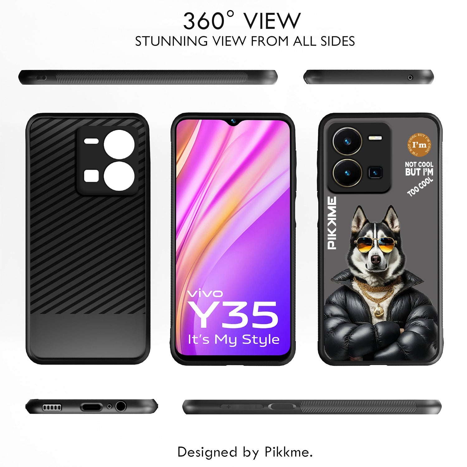 Pikkme Grey Dog Swag Vivo Y35 Nim2 Back Cover (Design 02)