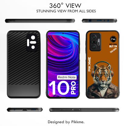 Pikkme Back Cover Pc Tpu + Printed Cool Funky Stylish Brown Tiger Swag Raised Edges Camera Protection |Bumper Case For Redmi Note 10 Pro (Design 09)