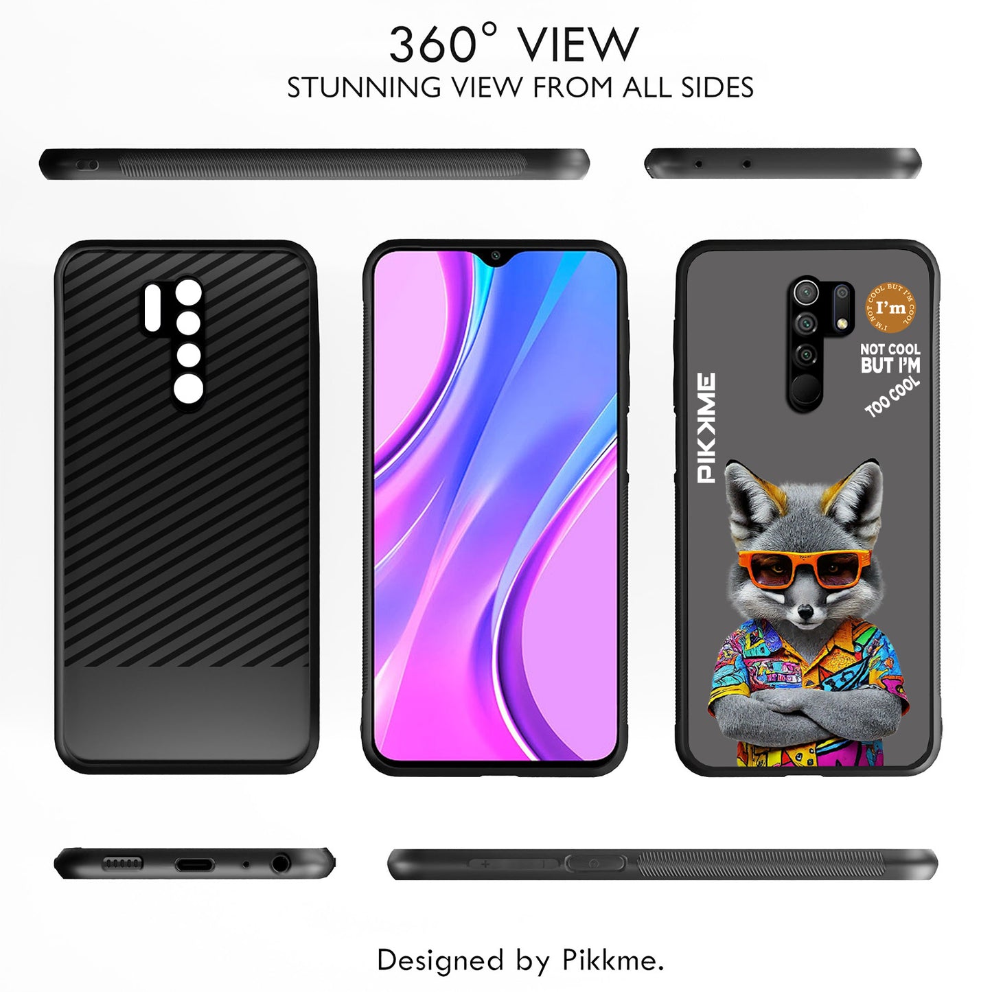 Pikkme Back Cover Pc Tpu + Printed Cool Funky Stylish Grey Wolf Swag Raised Edges Camera Protection |Bumper Case For Redmi 9 Prime (Design 01)