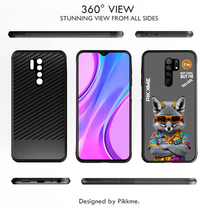 Pikkme Back Cover Pc Tpu + Printed Cool Funky Stylish Grey Wolf Swag Raised Edges Camera Protection |Bumper Case For Redmi 9 Prime (Design 01)