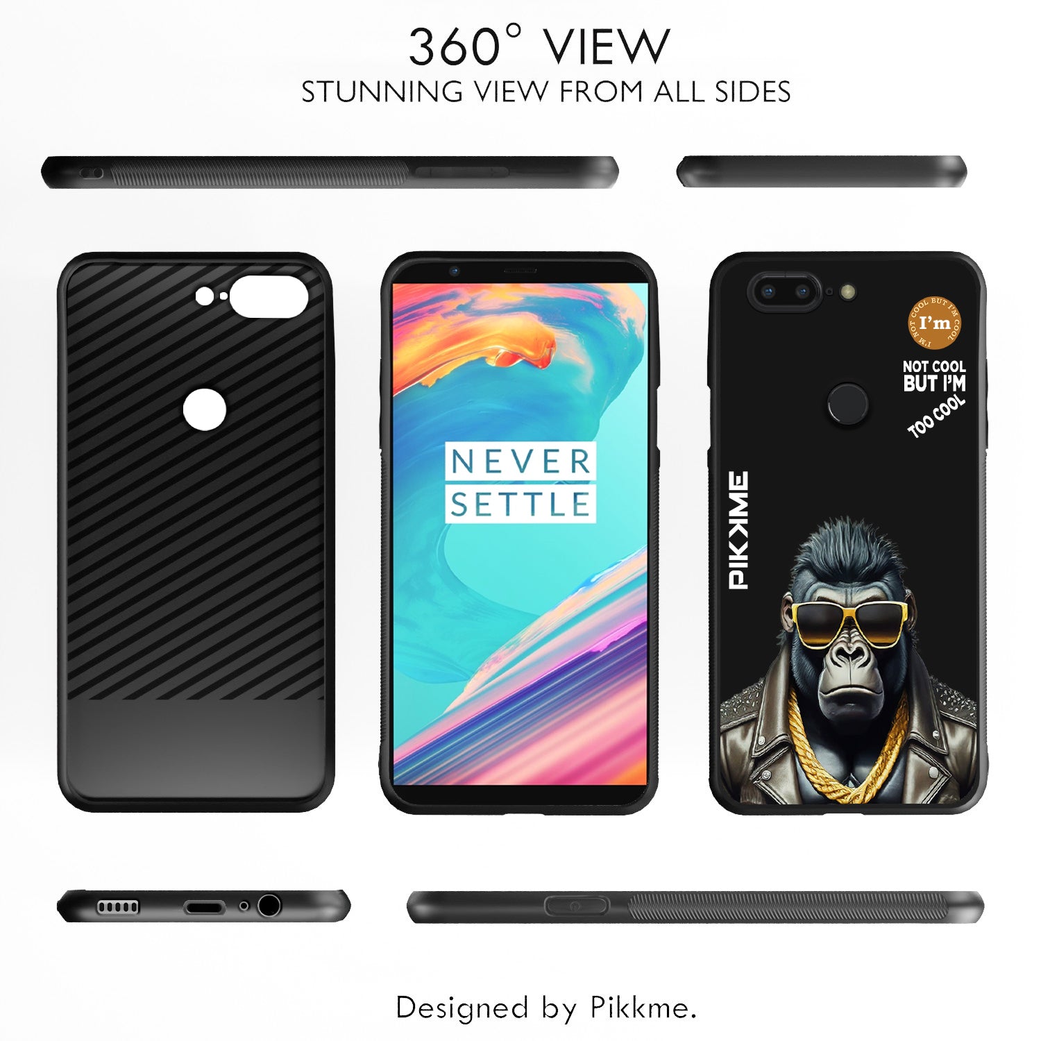 Pikkme Back Cover Pc Tpu + Printed Cool Funky Stylish Black Gorilla Swag Raised Edges Camera Protection |Bumper Case For OnePlus 5T (Design 07)