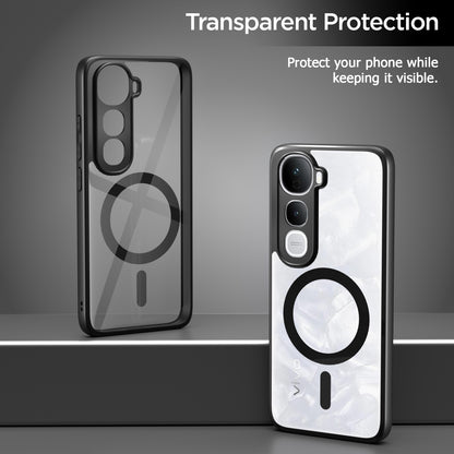 Pikkme Vivo Y400 5G Eagle 2 Mag-Safe Shockproof Hard Transparent Back Cover (Black)