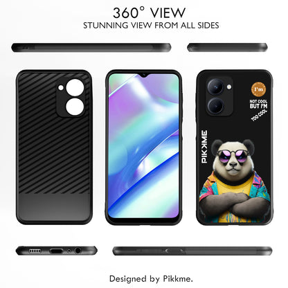 Pikkme Back Cover Pc Tpu + Printed Cool Funky Stylish Black Panda Swag Raised Edges Camera Protection |Bumper Case For Realme C33 (Design 05)