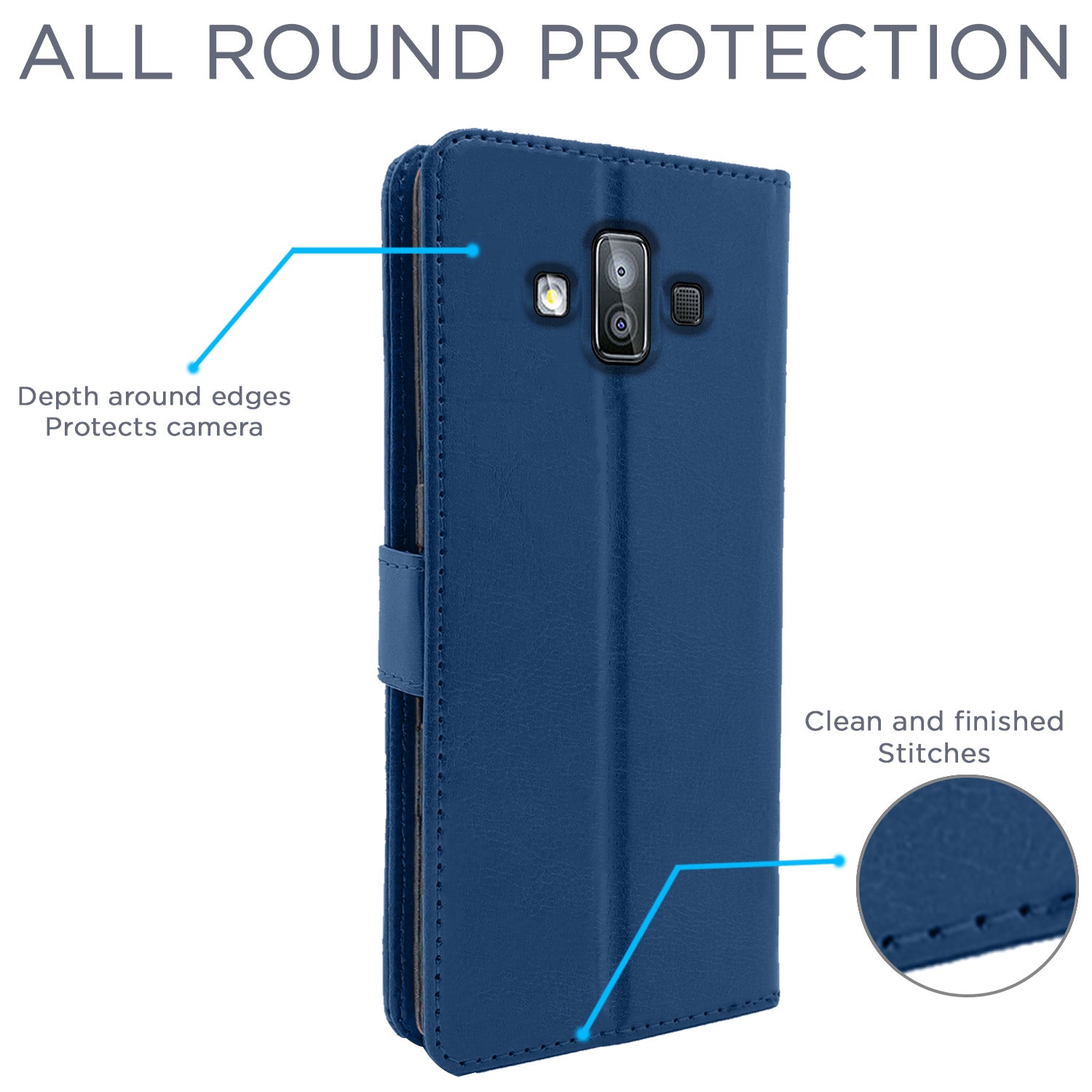 Pikkme Samsung Galaxy J7 Duo Vintage Flip Cover (Blue)