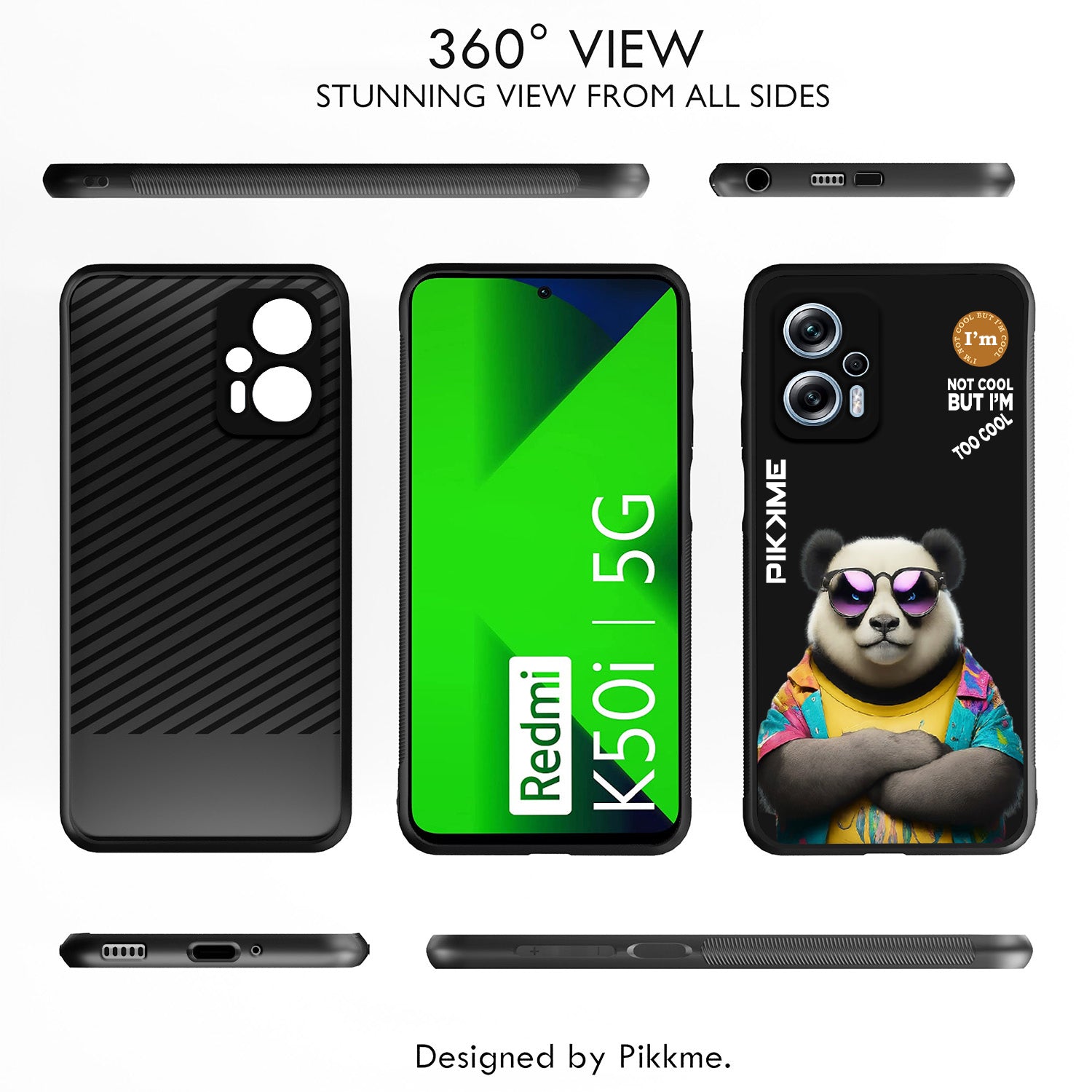 Pikkme Back Cover Pc Tpu + Printed Cool Funky Stylish Black Panda Swag Raised Edges Camera Protection |Bumper Case For Redmi K50i (Design 05)