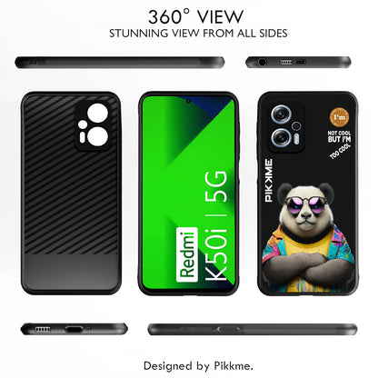 Pikkme Back Cover Pc Tpu + Printed Cool Funky Stylish Black Panda Swag Raised Edges Camera Protection |Bumper Case For Redmi K50i (Design 05)