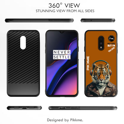 Pikkme Back Cover Pc Tpu + Printed Cool Funky Stylish Brown Tiger Swag Raised Edges Camera Protection |Bumper Case For OnePlus 7 (Design 09)