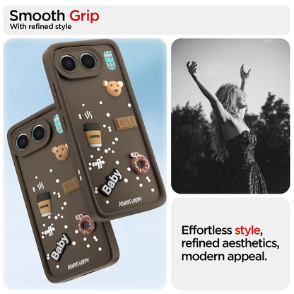 Pikkme OnePlus Nord 4 5G Cute Fun Cartoon 3D Bear Coffee Back Cover (Brown)