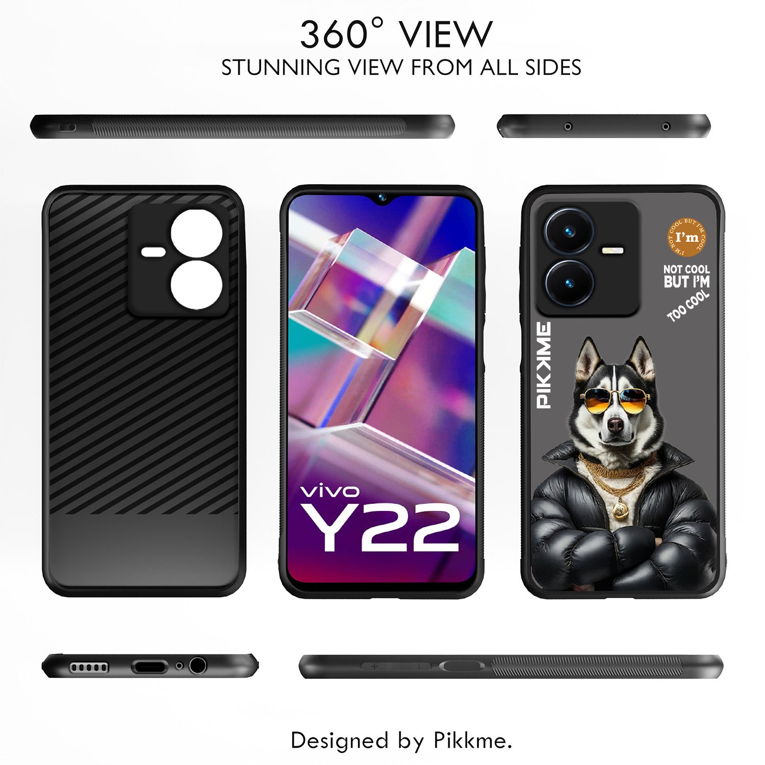 Pikkme Grey Dog Swag  Vivo Y22 Nim2 Back Cover (Design 02)