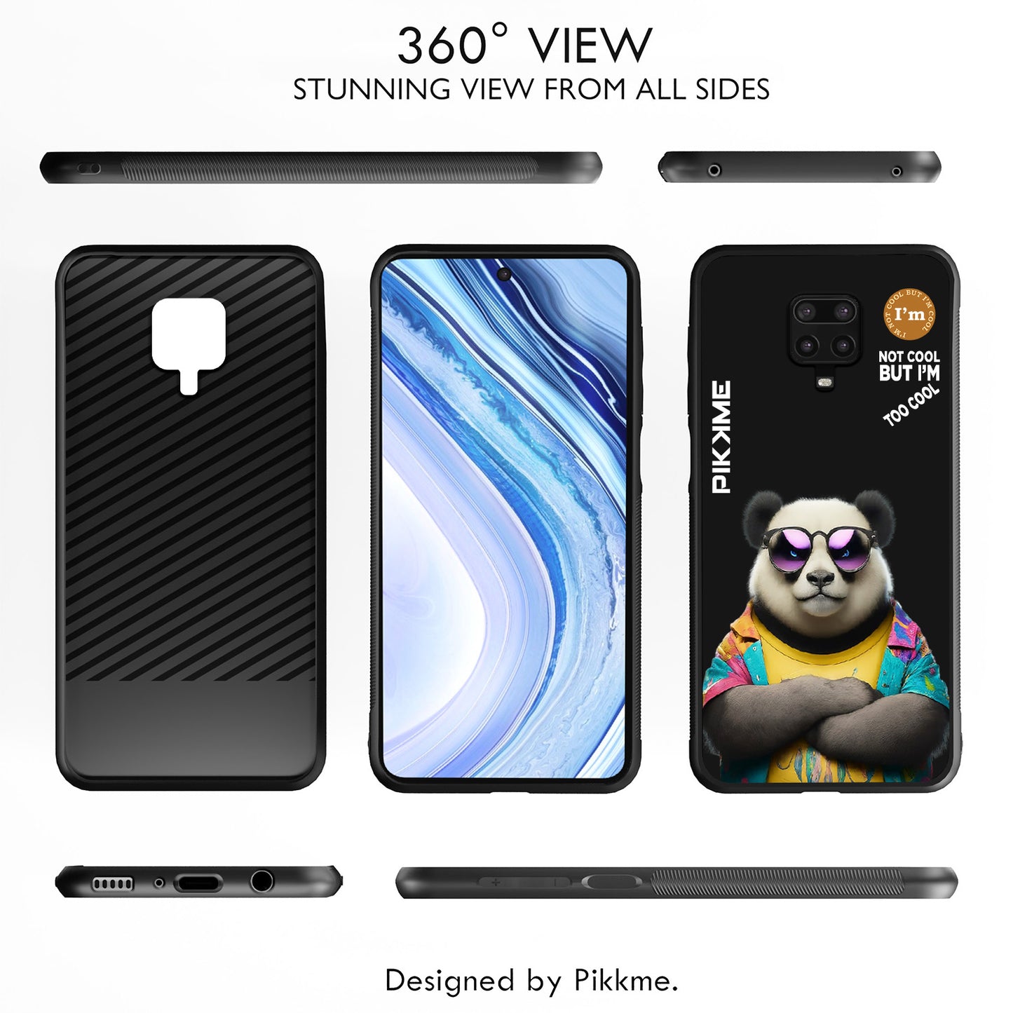 Pikkme Back Cover Pc Tpu + Printed Cool Funky Stylish Black Panda Swag Raised Edges Camera Protection |Bumper Case For Redmi Note 9 Pro (Design 05)