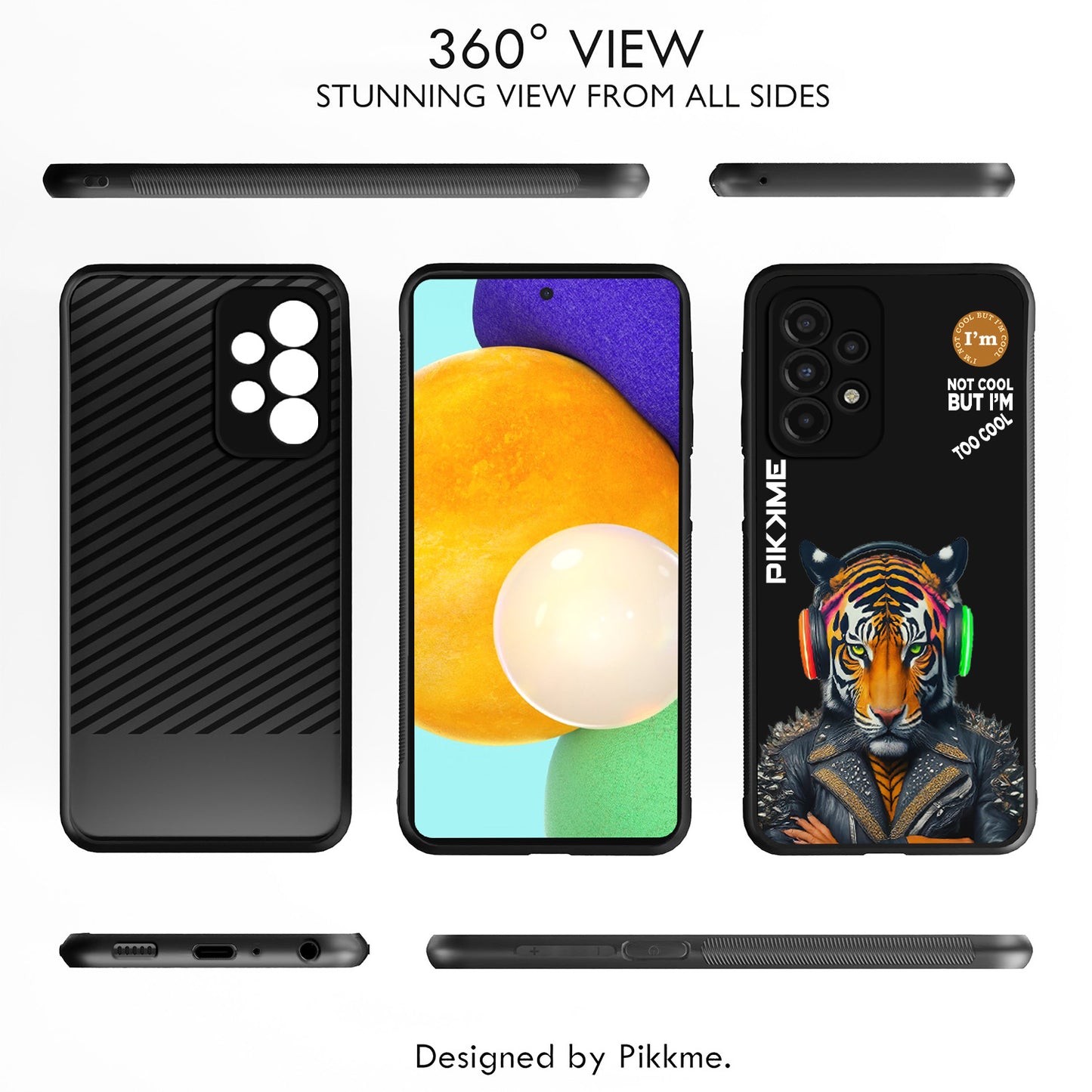 Pikkme Back Cover Pc Tpu + Printed Cool Funky Stylish Black Tiger Swag Raised Edges Camera Protection |Bumper Case For Samsung Galaxy A52S 5G (Design 06)