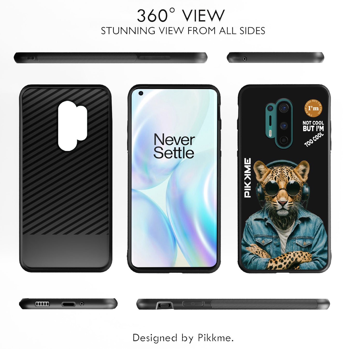 Pikkme Back Cover Pc Tpu + Printed Cool Funky Stylish Black Leopard Swag Raised Edges Camera Protection |Bumper Case For OnePlus 8 Pro (Design 04)