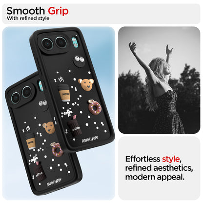 Pikkme OnePlus Nord 4 5G Cute Fun Cartoon 3D Bear Coffee Back Cover (Black)