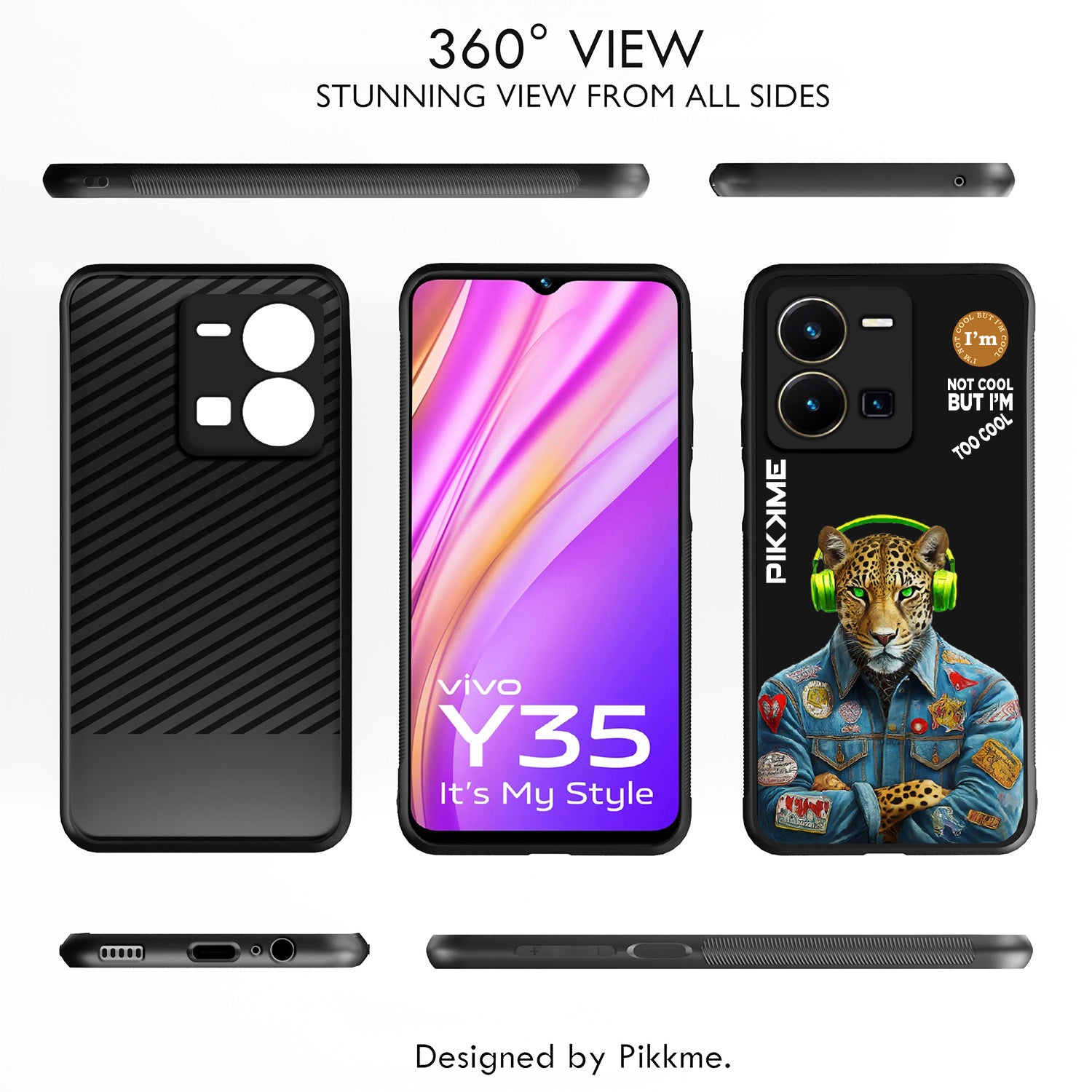 Pikkme Black Leopard Swag Vivo Y35 Nim2 Back Cover (Design 03)