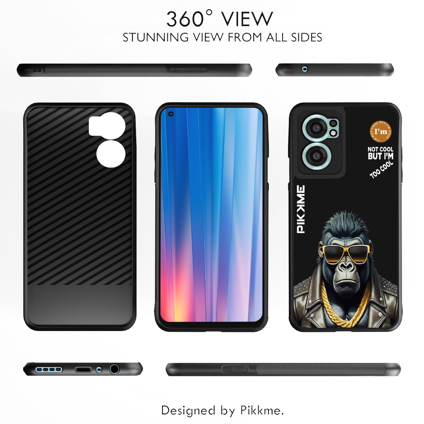 Pikkme Back Cover Pc Tpu + Printed Cool Funky Stylish Black Gorilla Swag Raised Edges Camera Protection |Bumper Case For OnePlus Nord Ce 2 5G (Design 07)