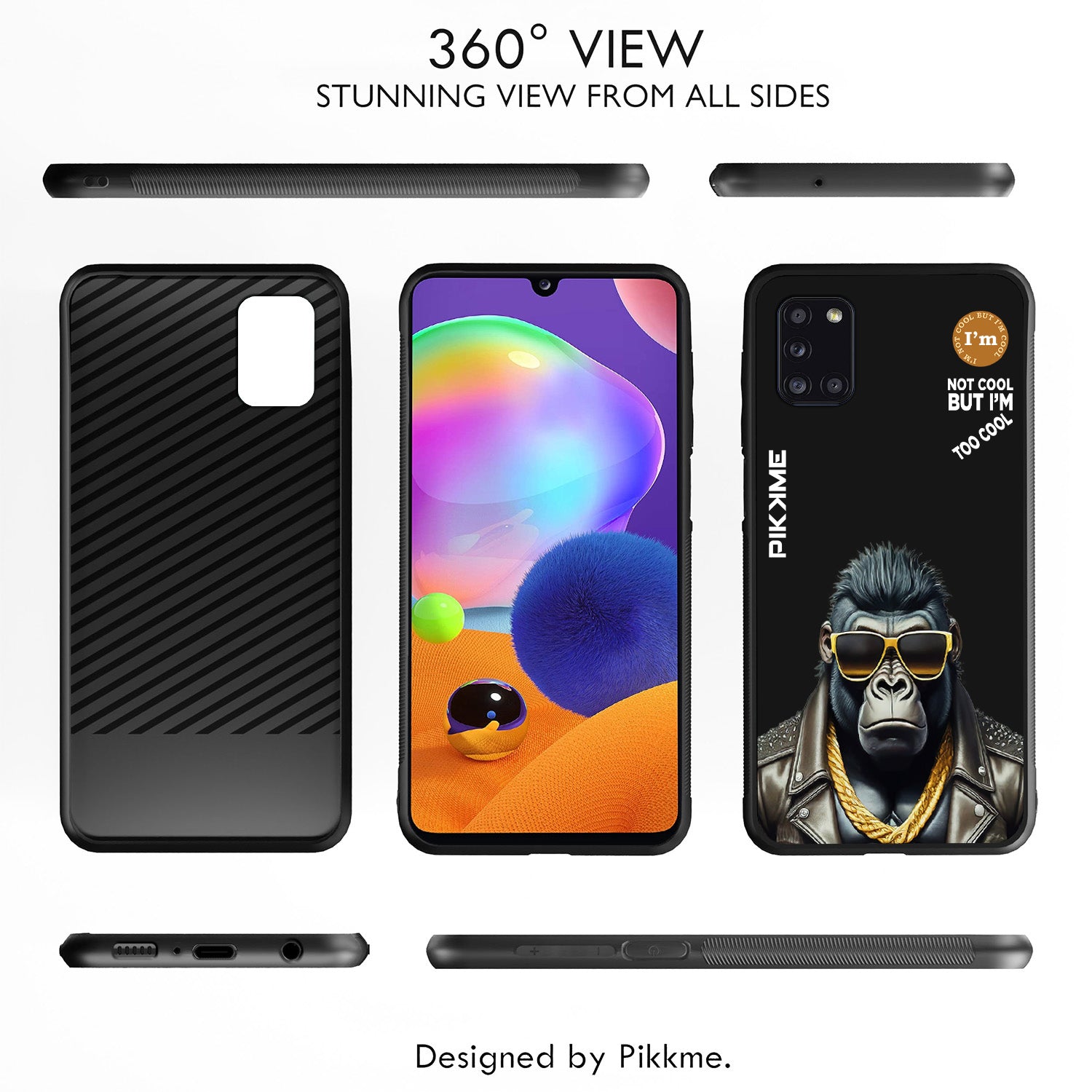 Pikkme Back Cover Pc Tpu + Printed Cool Funky Stylish Black Gorilla Swag Raised Edges Camera Protection |Bumper Case For Samsung Galaxy A31 (Design 07)