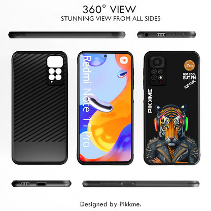 Pikkme Back Cover Pc Tpu + Printed Cool Funky Stylish Black Tiger Swag Raised Edges Camera Protection |Bumper Case For Redmi Note 11 Pro (Design 06)