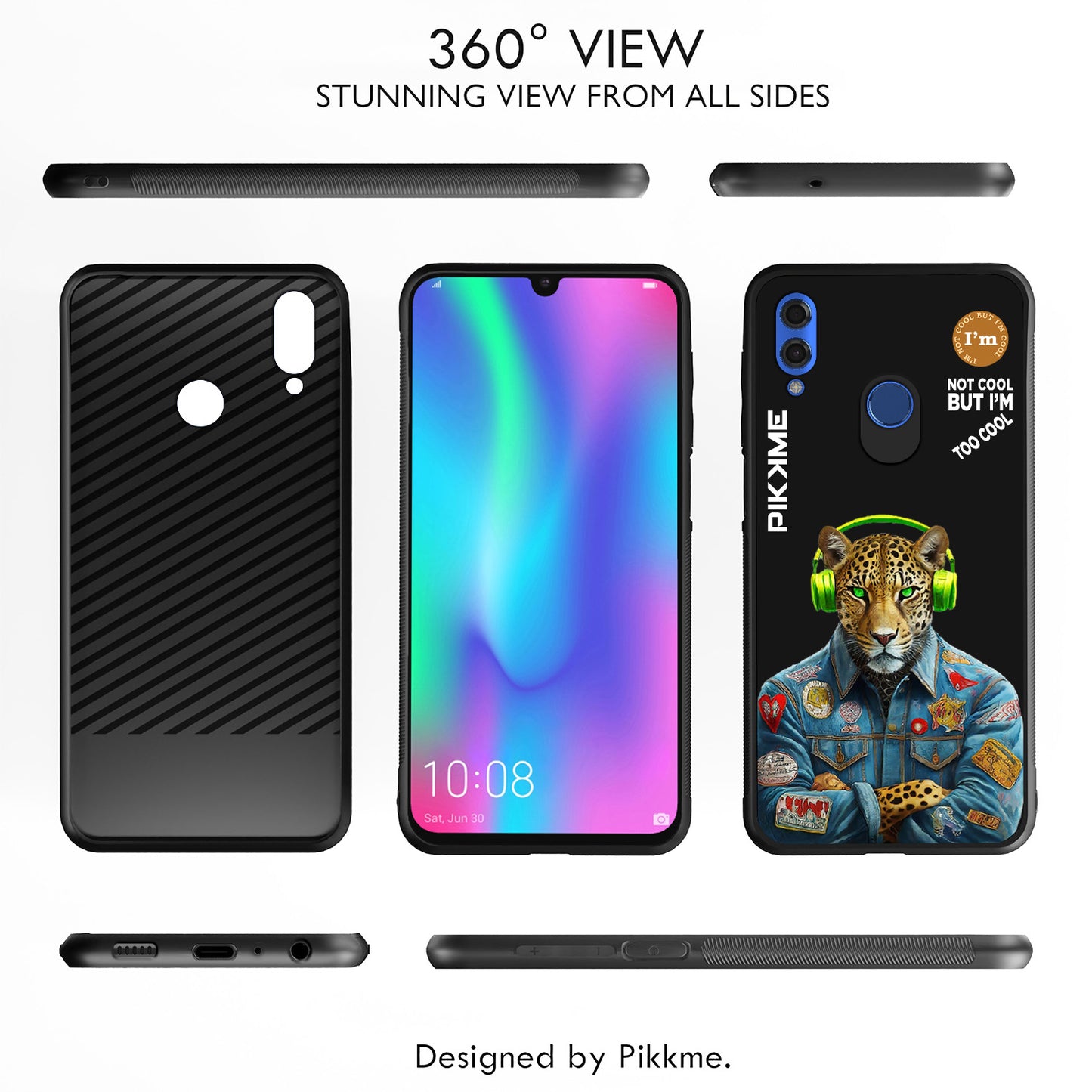 Pikkme Back Cover Pc Tpu + Printed Cool Funky Stylish Black Leopard Swag Raised Edges Camera Protection |Bumper Case For Honor 10 Lite (Design 03)