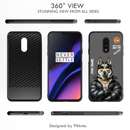 Pikkme Back Cover Pc Tpu + Printed Cool Funky Stylish Grey Dog Swag Raised Edges Camera Protection |Bumper Case For OnePlus 7 (Design 02)