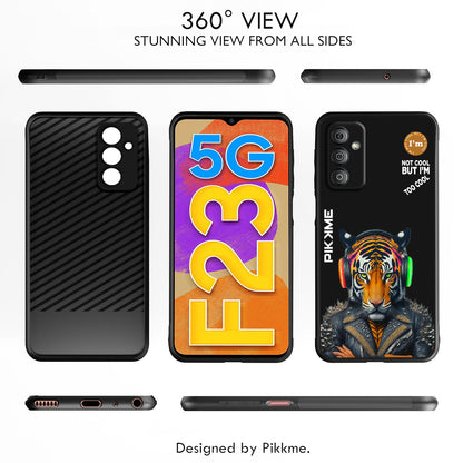 Pikkme Back Cover Pc Tpu + Printed Cool Funky Stylish Black Tiger Swag Raised Edges Camera Protection |Bumper Case For Samsung Galaxy M13 (Design 06)