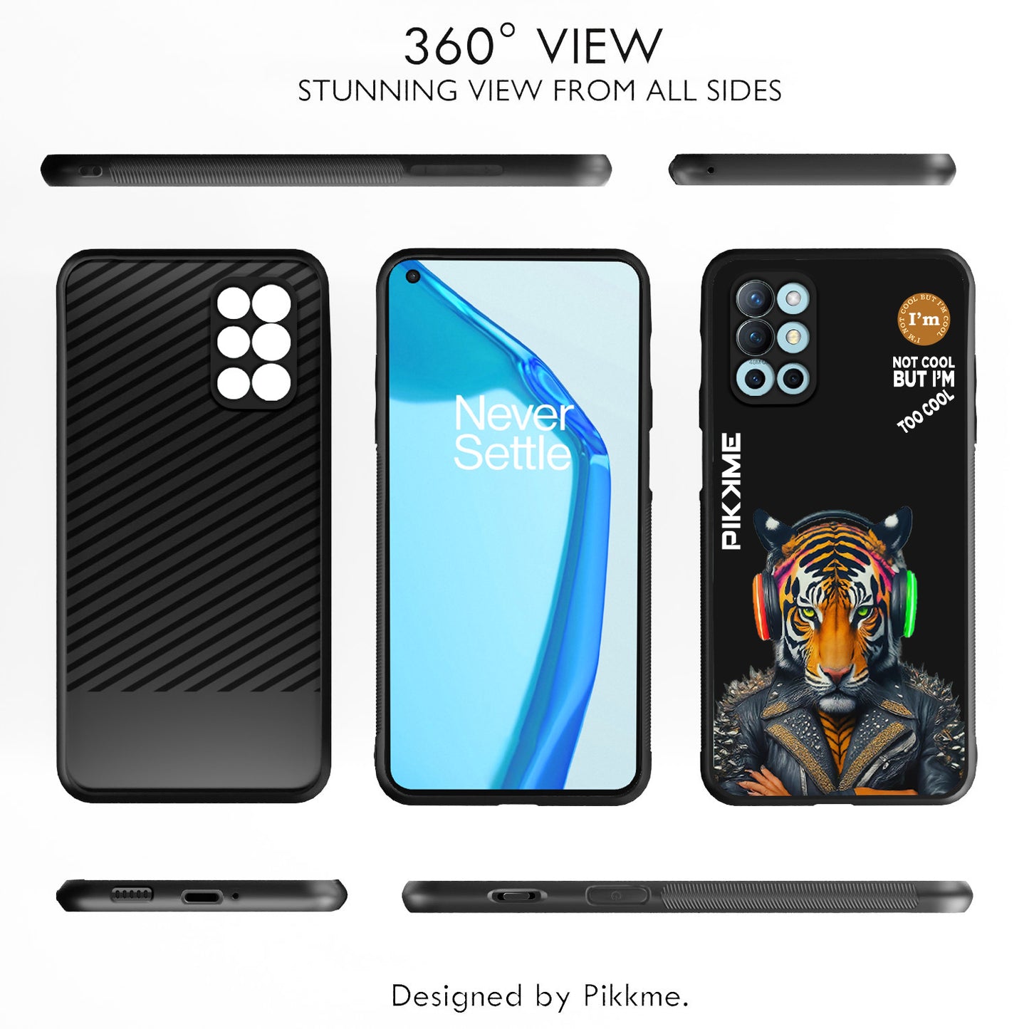 Pikkme Back Cover Pc Tpu + Printed Cool Funky Stylish Black Tiger Swag Raised Edges Camera Protection |Bumper Case For OnePlus 9R (Design 06)