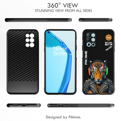 Pikkme Back Cover Pc Tpu + Printed Cool Funky Stylish Black Tiger Swag Raised Edges Camera Protection |Bumper Case For OnePlus 9R (Design 06)