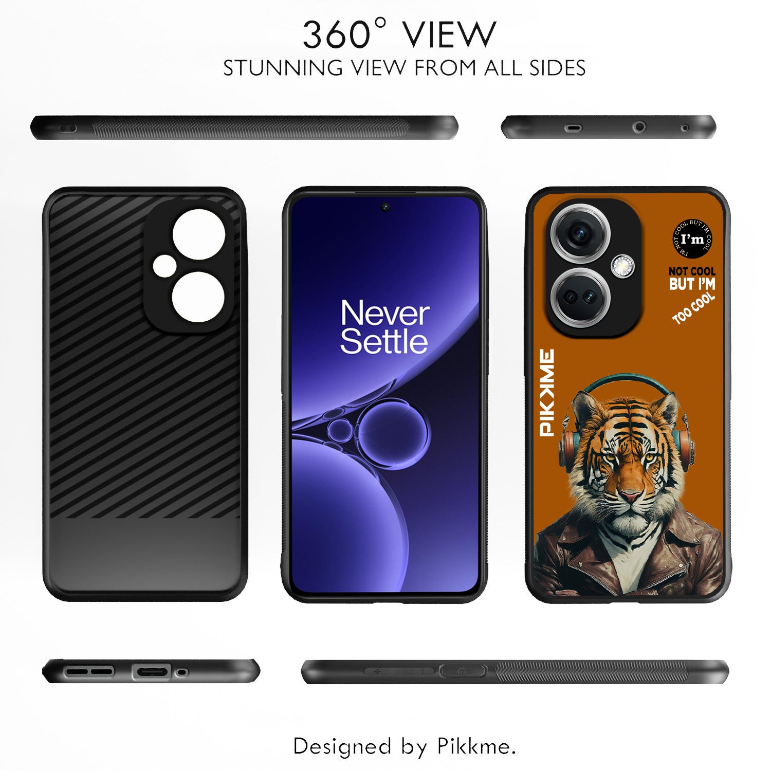 Pikkme Back Cover Pc Tpu + Printed Cool Funky Stylish Brown Tiger Swag Raised Edges Camera Protection |Bumper Case For OnePlus Nord Ce 3 5G