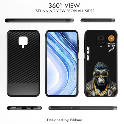 Pikkme Back Cover Pc Tpu + Printed Cool Funky Stylish Black Gorilla Swag Raised Edges Camera Protection |Bumper Case For Redmi Note 9 Pro (Design 07)