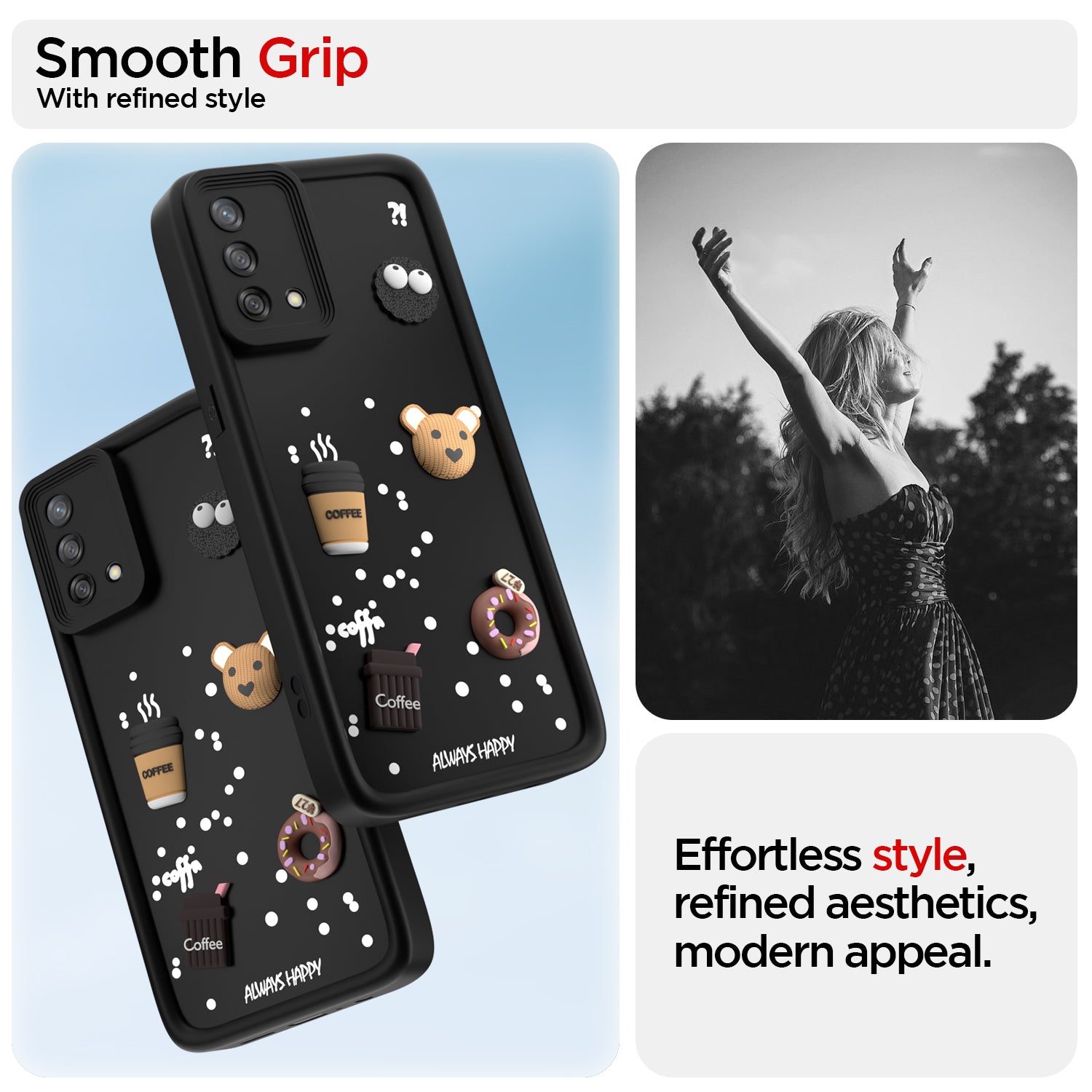 Pikkme Oppo F19 / F19s Cute Fun Cartoon 3D Bear Coffee Back Cover (Black)