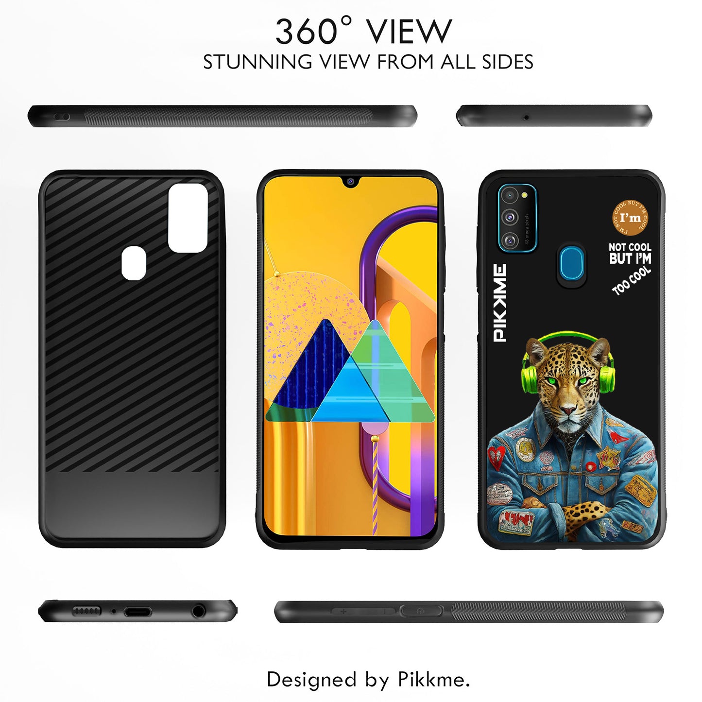 Pikkme Back Cover Pc Tpu + Printed Cool Funky Stylish Black Leopard Swag Raised Edges Camera Protection |Bumper Case For Samsung Galaxy M30s (Design 03)