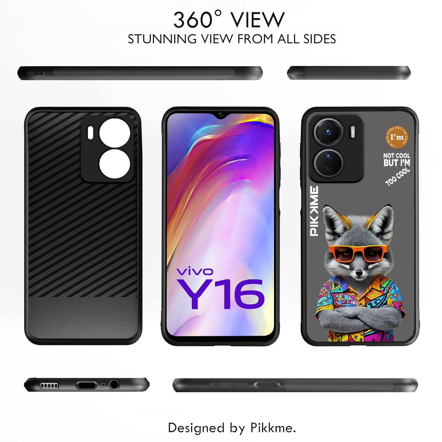 Pikkme Back Cover Pc Tpu + Printed Cool Funky Stylish Grey Wolf Swag Raised Edges Camera Protection |Bumper Case For Vivo Y16 (Design 01)