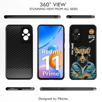 Pikkme Back Cover Pc Tpu + Printed Cool Funky Stylish Black Leopard Swag Raised Edges Camera Protection |Bumper Case For Redmi 11 Prime (Design 04)