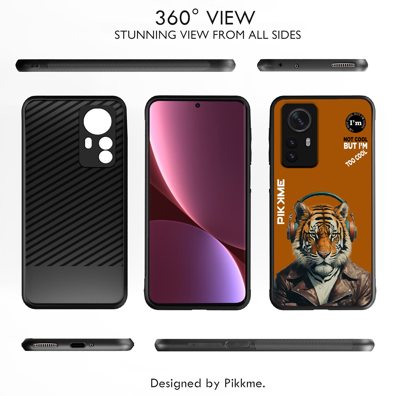 Pikkme Back Cover Pc Tpu + Printed Cool Funky Stylish Brown Tiger Swag Raised Edges Camera Protection |Bumper Case For Xiaomi 12 Pro (Design 09)