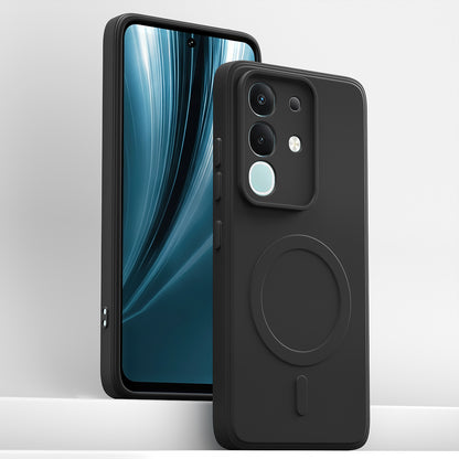 Pikkme Vivo T4x 5G / iQOO Z10x 5G / Vivo Y31 Pro 5G Matte Silicone Mag-Safe Style logo (not mag-safe compatible) Back Cover (Black)