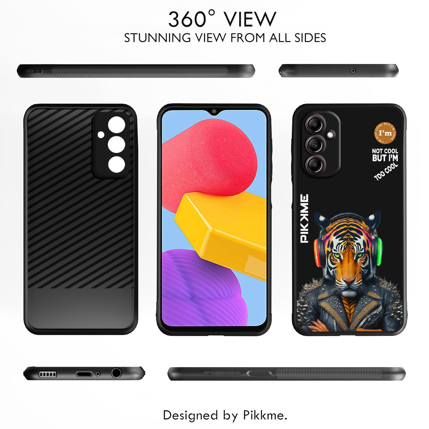 Pikkme Back Cover Pc Tpu + Printed Cool Funky Stylish Black Tiger Swag Raised Edges Camera Protection |Bumper Case For Samsung Galaxy A14 (Design 06)