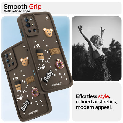 Pikkme OnePlus 9R 5G Cute Fun Cartoon 3D Bear Coffee Back Cover (Brown)
