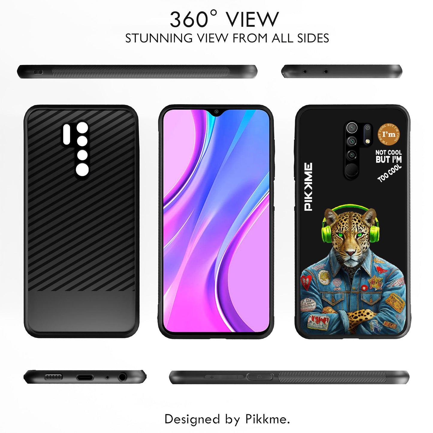 Pikkme Back Cover Pc Tpu + Printed Cool Funky Stylish Black Leopard Swag Raised Edges Camera Protection |Bumper Case For Redmi 9 Prime (Design 03)