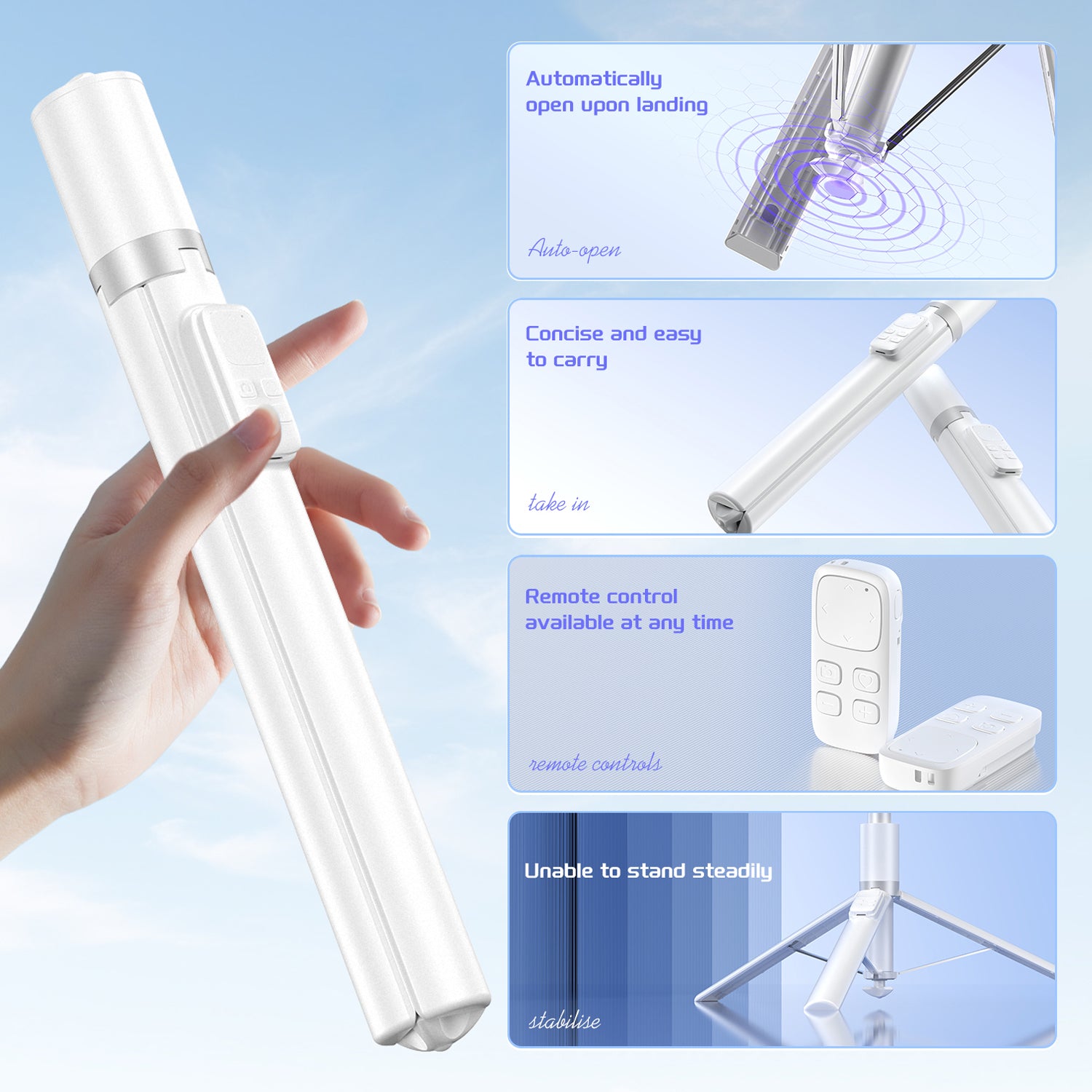 Pikkme Complete 360° Adjustable Smart Selfie Stick Tripod with Wireless Remote control