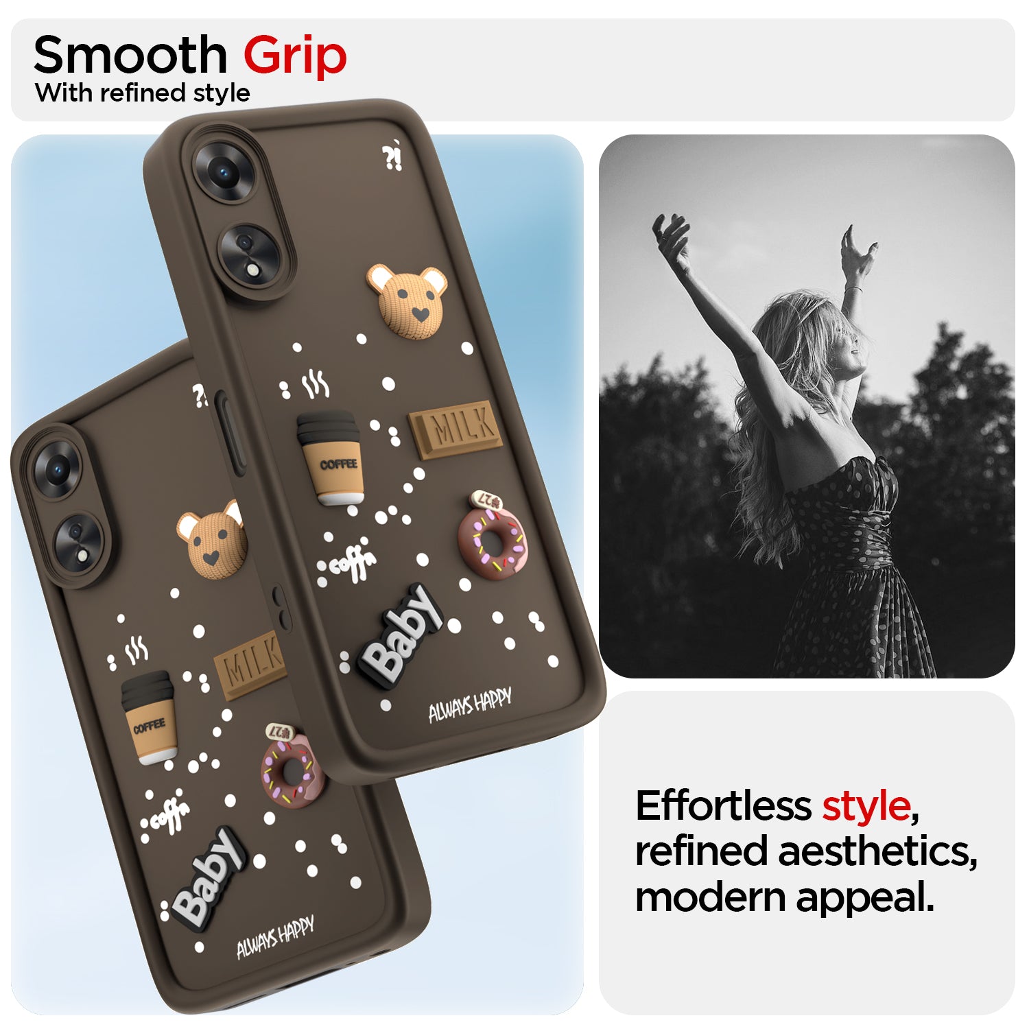 Pikkme Oppo A78 5G Cute Fun Cartoon 3D Bear Coffee Back Cover (Brown)
