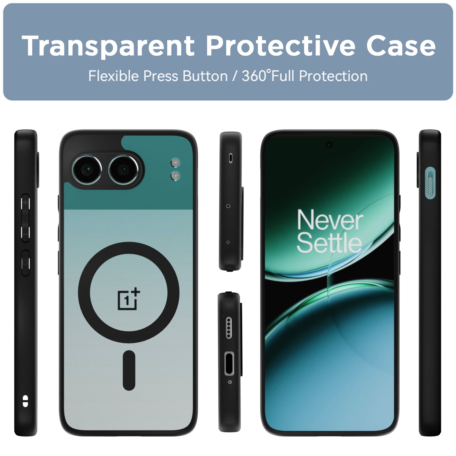 Pikkme OnePlus Nord 4 5G Eagle 2 Mag-Safe Shockproof Hard Transparent Back Cover (Black)