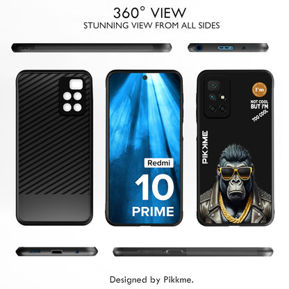 Pikkme Back Cover Pc Tpu + Printed Cool Funky Stylish Black Gorilla Swag Raised Edges Camera Protection |Bumper Case For Redmi 10 Prime (Design 07)