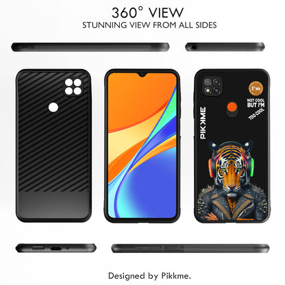 Pikkme Back Cover Pc Tpu + Printed Cool Funky Stylish Black Tiger Swag Raised Edges Camera Protection |Bumper Case For Redmi 9 (Design 06)