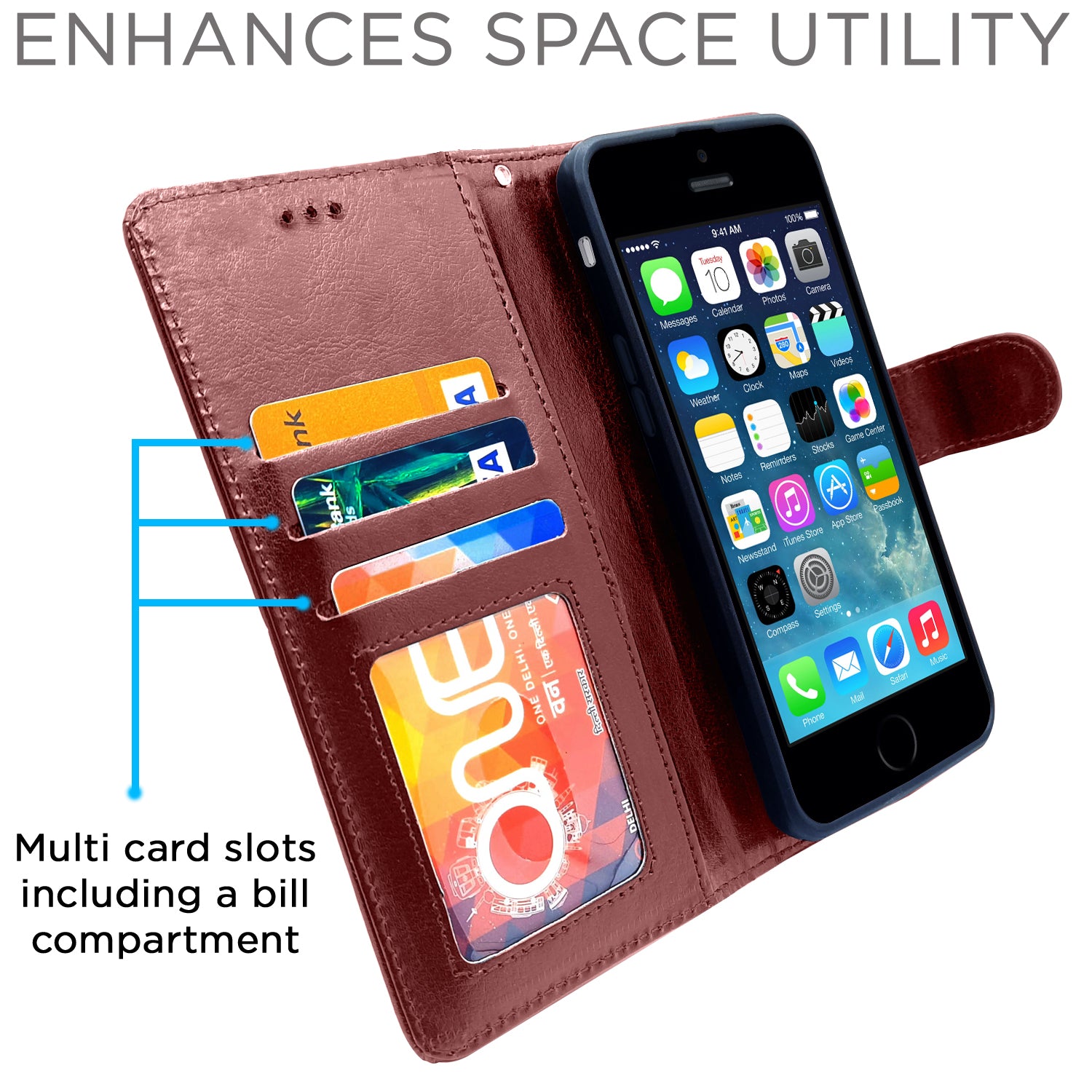 Pikkme iPhone 5 / 5s / Se Vintage Flip Cover (Brown)